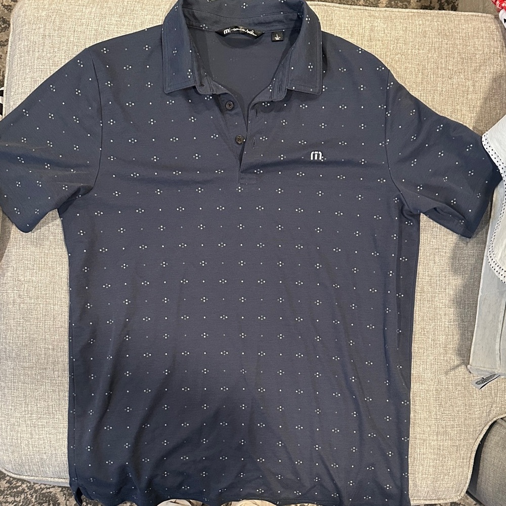 Travis Mathew Navy Patterned Polo Shirt